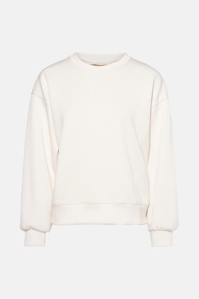 Sweat écru de AMELIE ET AMELIE, manches longues avec poignets côtelés, coupe décontractée.