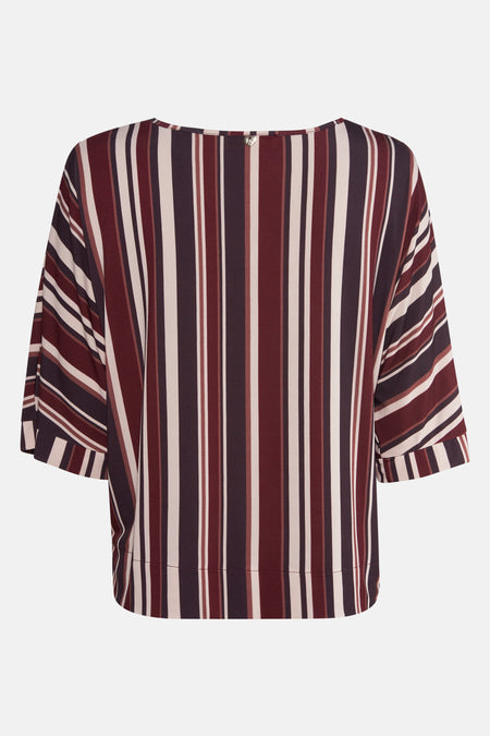 Multikleur T-shirt met korte mouwen van AMELIE ET AMELIE, met verticale strepen en mouwen met diagonale strepen.