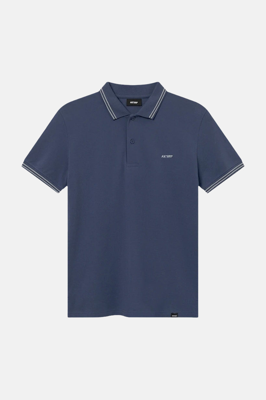 Polo bleu marine de ANTWRP avec finitions rayées au col et aux manches courtes.