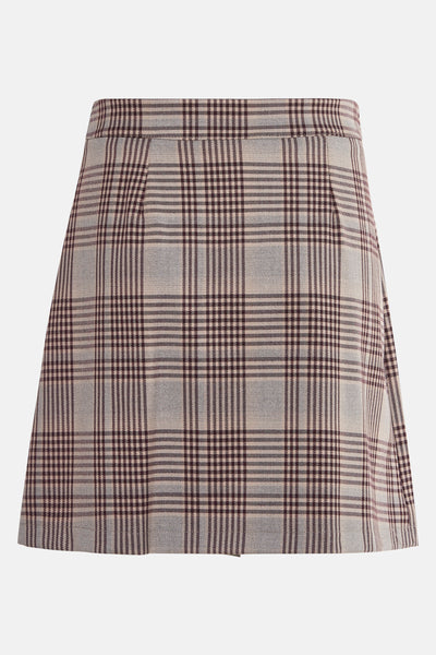 Korte veelkleurige geruite rok van AMELIE ET AMELIE met hoge taille en A-lijn.