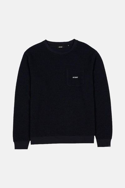 Sweat bleu en maille bouclée d'ANTWRP, avec poche poitrine et logo brodé.