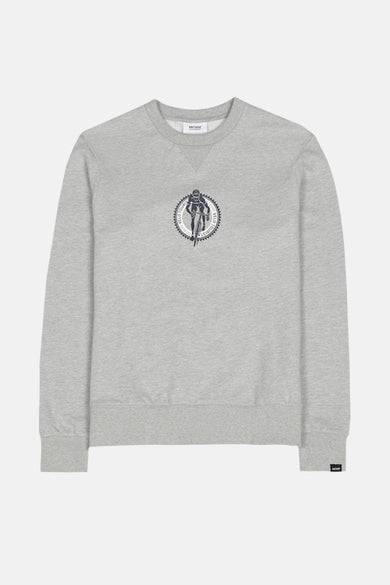 Sweat-shirt gris d'ANTWRP, avec un motif cycliste imprimé au centre.