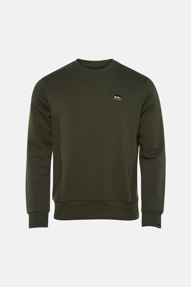 Kaki sweatshirt van ANTWRP, met een klein geborduurd logo op de borst.