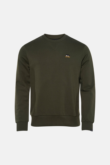 Kaki sweatshirt van ANTWRP, met een klein geborduurd logo op de borst.