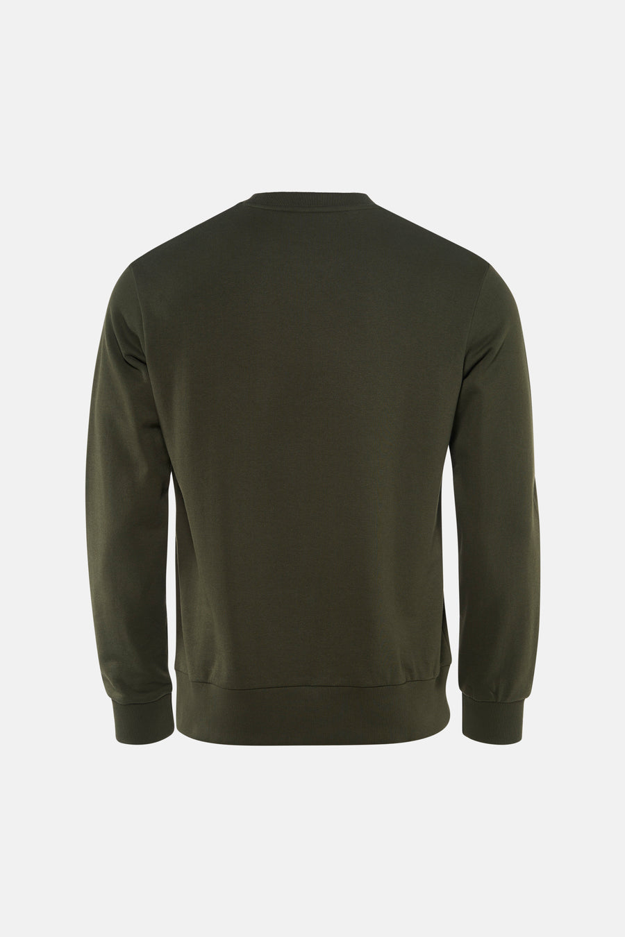 Kaki ANTWRP sweatshirt, achtergezicht, met een zachte textuur en een klassieke ronde hals.