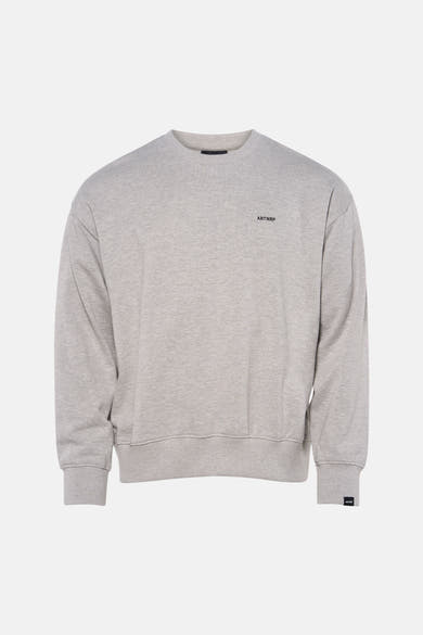Grijze rondehals sweatshirt van ANTWRP met discreet logo op de voorkant en geribbelde afwerkingen.