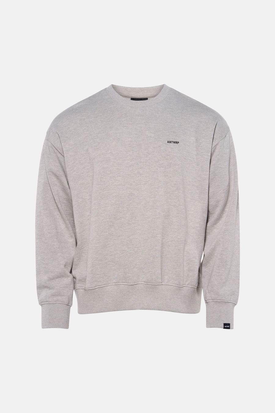 Grijze rondehals sweatshirt van ANTWRP met discreet logo op de voorkant en geribbelde afwerkingen.