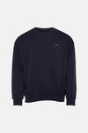 Blauwe sweater van ANTWRP, met logo op de borst en geribbelde afwerkingen.