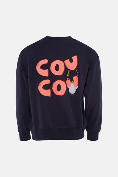 Blauwe sweatshirt met ronde hals van ANTWRP, met een grafische print op de rug.