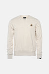 Sweatshirt beige chiné par ANTWRP, avec un logo toucan brodé sur la poitrine.