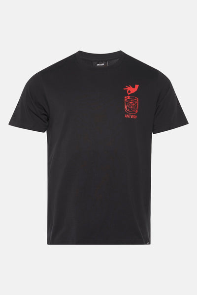 Zwart T-shirt met korte mouwen van ANTWRP, met een print op de borst.