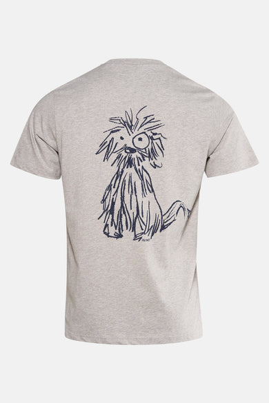 Grijs T-shirt met korte mouwen van ANTWRP, met een inktmonsterprint op de rug.