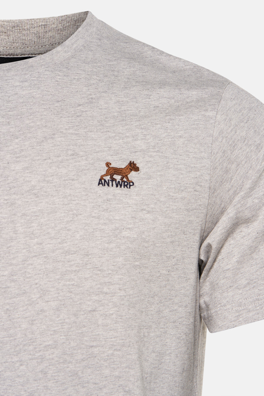 Grijs T-shirt met korte mouwen van ANTWRP, met een klein geborduurd motief op de borst.