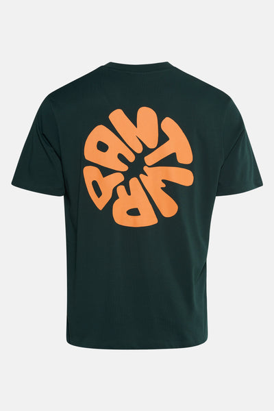 Groen T-shirt met korte mouwen van ANTWRP met een oranje grafische print op de achterkant.