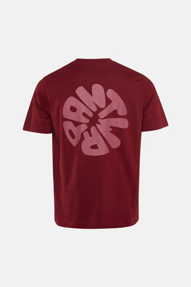 Roze T-shirt met korte mouwen ANTWRP, met een abstract patroon op de rug.