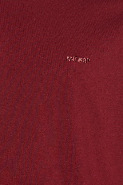 Bordeaux T-shirt met korte mouwen van ANTWRP, in getextureerde stof met geborduurd logo.