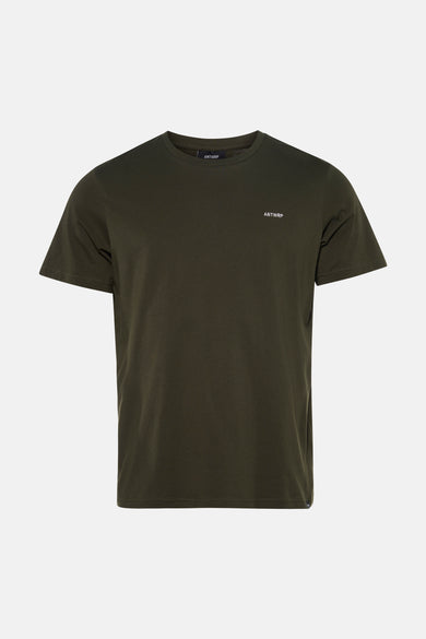 T-shirt à manches courtes kaki de ANTWRP, avec un logo blanc discret sur la poitrine.