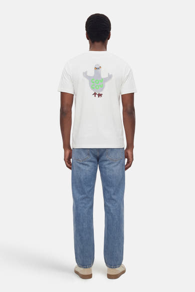 Wit T-shirt met korte mouwen van ANTWRP, met een duivenprint op de rug.