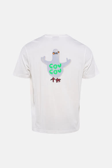 Wit T-shirt met korte mouwen van ANTWRP, met een duivenprint op de rug.