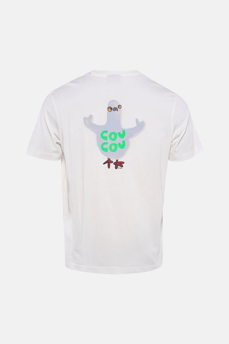 Wit T-shirt met korte mouwen van ANTWRP, met een duivenprint op de rug.