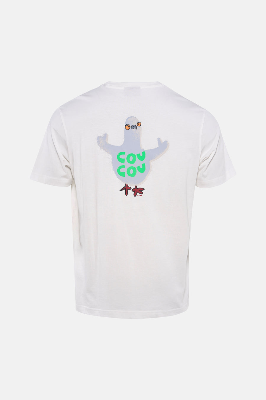 Wit T-shirt met korte mouwen van ANTWRP, met een duivenprint op de rug.