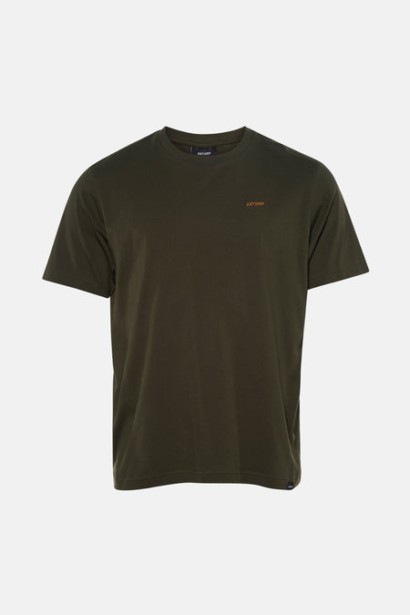 Kaki T-shirt met korte mouwen van ANTWRP, met geborduurd logo op de borst.