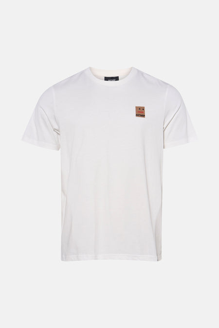 Wit T-shirt met korte mouwen van ANTWRP, met een vierkant logo op de borst.