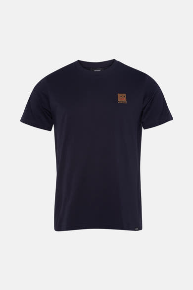Marineblauw T-shirt met korte mouwen van ANTWRP, met een decoratieve vierkante patch op de borst.