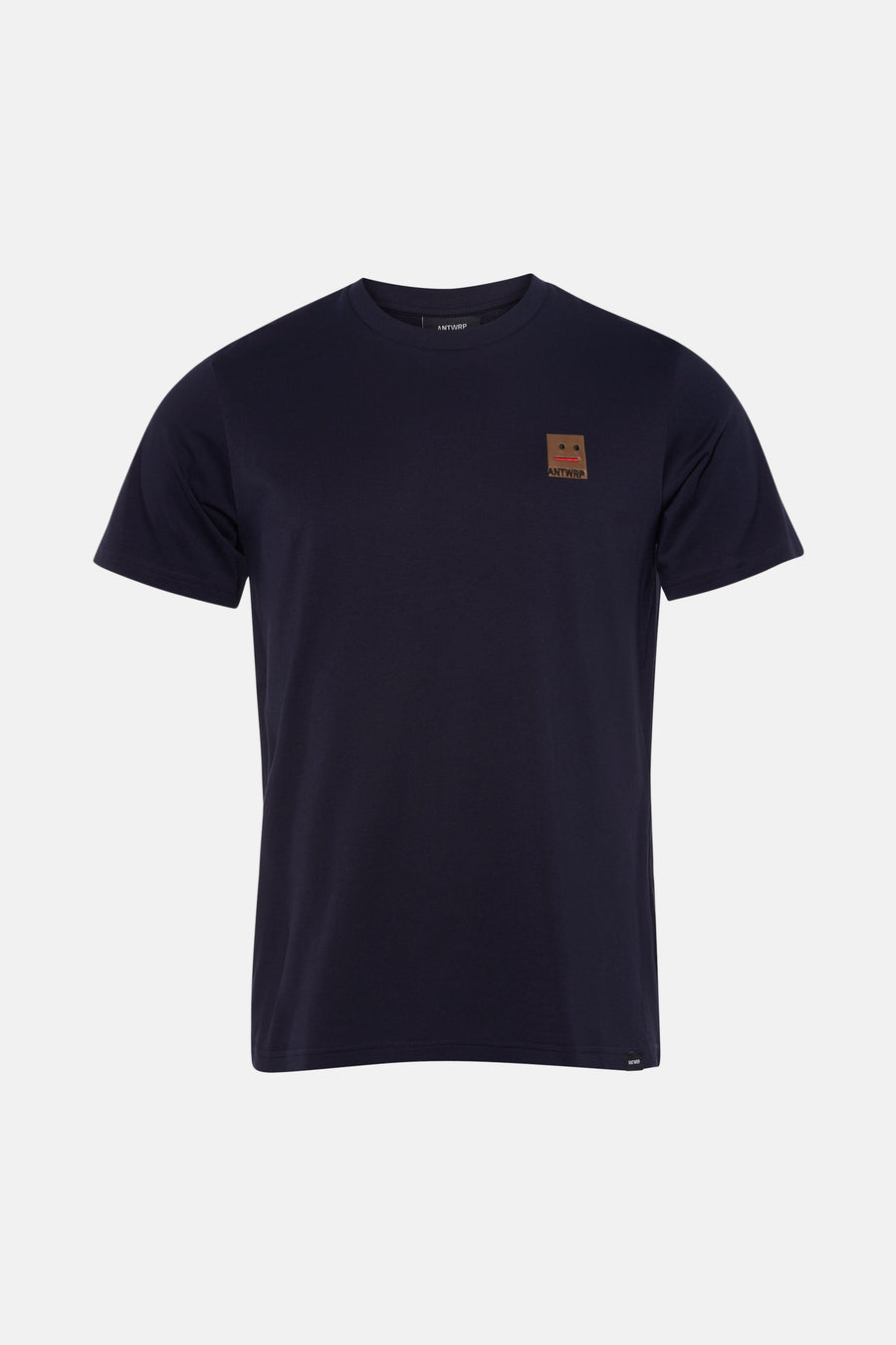 Marineblauw T-shirt met korte mouwen van ANTWRP, met een decoratieve vierkante patch op de borst.