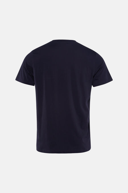 Blauw T-shirt met korte mouwen van ANTWRP, achterkant op lichte achtergrond.