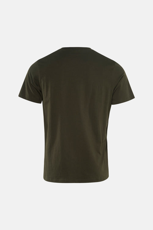 T-shirt kaki à manches courtes par ANTWRP, vu de dos sur fond uni.