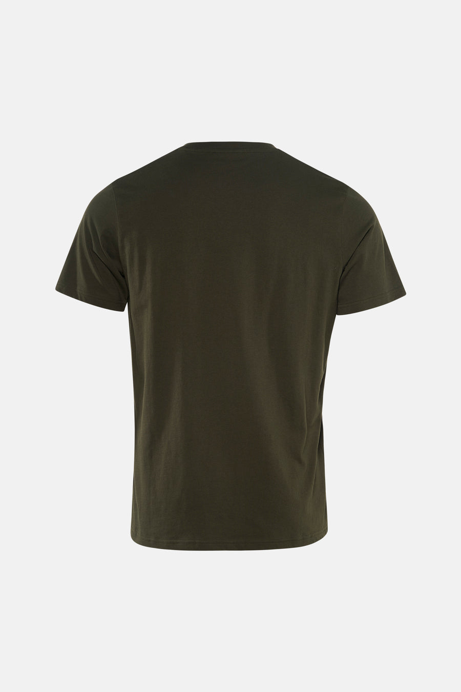 T-shirt kaki à manches courtes par ANTWRP, vu de dos sur fond uni.