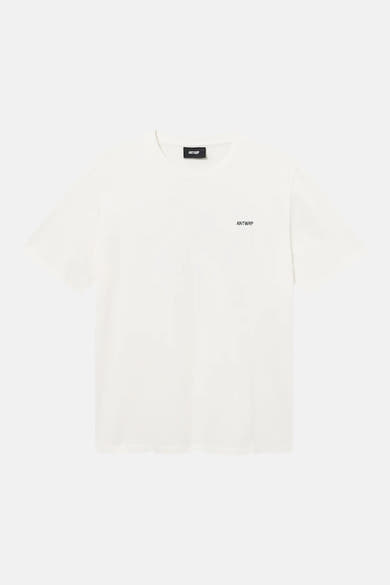 Ecru short-sleeve t-shirt by ANTWRP with small logo on chest, plain front view
