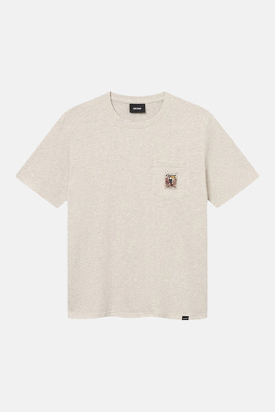 T-shirt beige à manches courtes de ANTWRP, avec poche poitrine décorée d'un motif original.