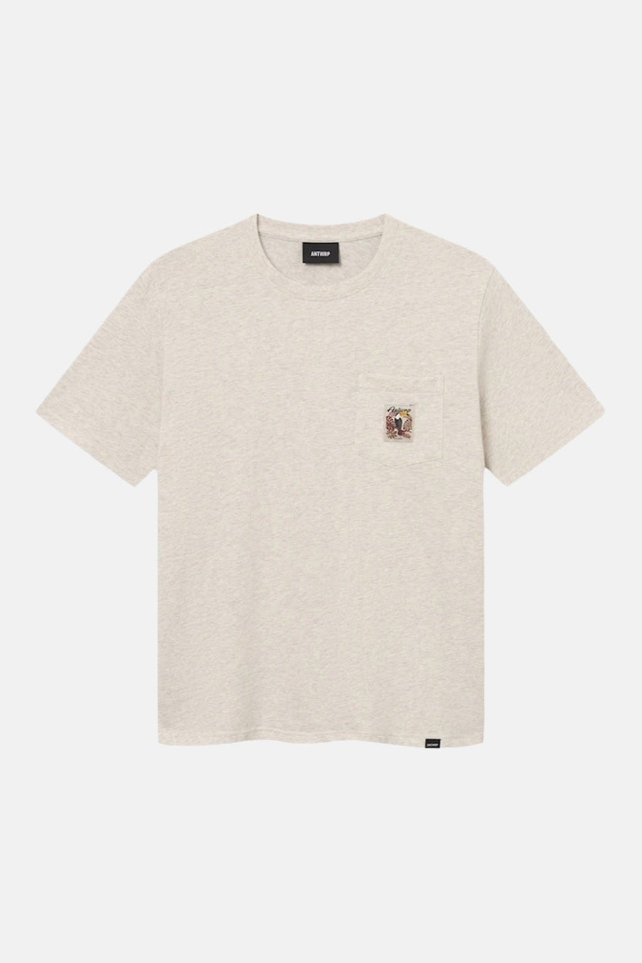 T-shirt beige à manches courtes de ANTWRP, avec poche poitrine décorée d'un motif original.