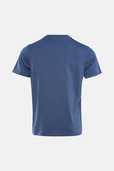 T-shirt bleu à manches courtes de ANTWRP, vue de dos, avec une texture jersey lisse et un col rond classique.