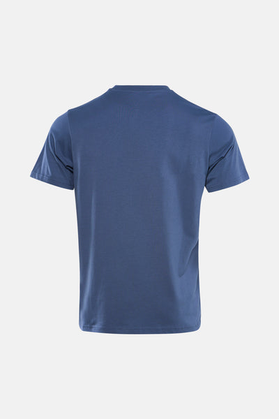 T-shirt bleu à manches courtes de ANTWRP, vue de dos, avec une texture jersey lisse et un col rond classique.