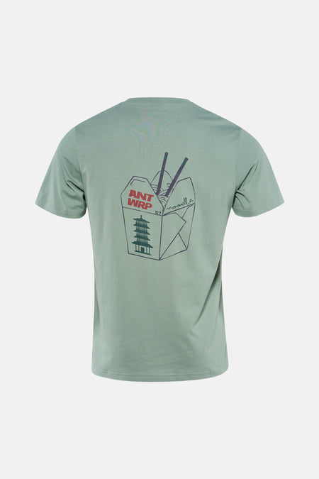 ANTWRP groen T-shirt met korte mouwen en een Chinees noedelmotief op de rug.