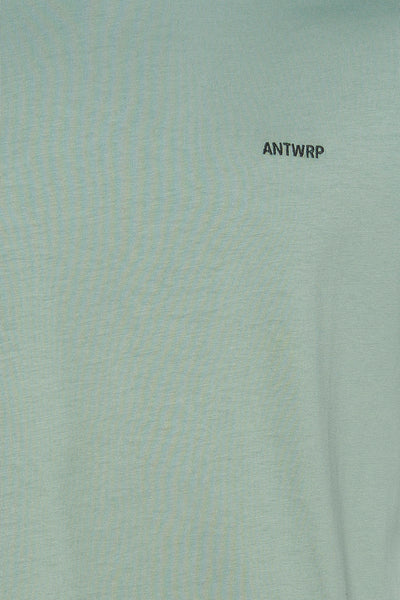 T-shirt à manches courtes vert par ANTWRP avec logo imprimé, textile texturé.

