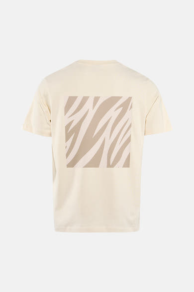 T-shirt à manches courtes écru de ANTWRP avec un imprimé carré à motifs zébrés au dos.
