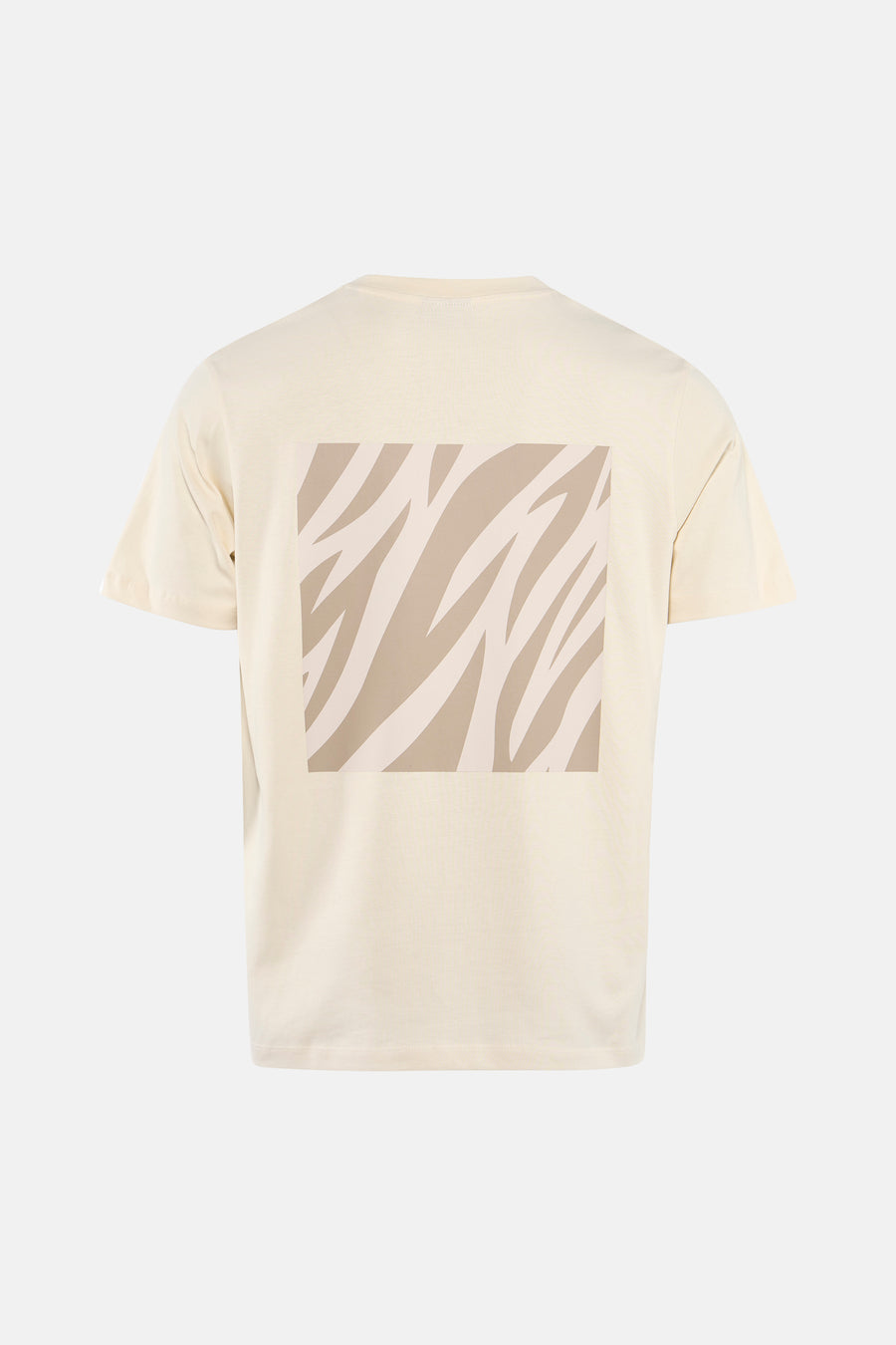 T-shirt à manches courtes écru de ANTWRP avec un imprimé carré à motifs zébrés au dos.
