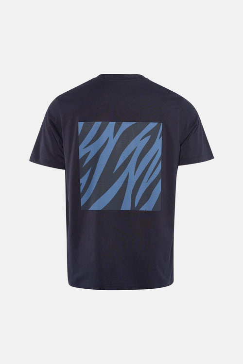 T-shirt à manches courtes bleu de ANTWRP avec motif carré zébré bleu au dos.