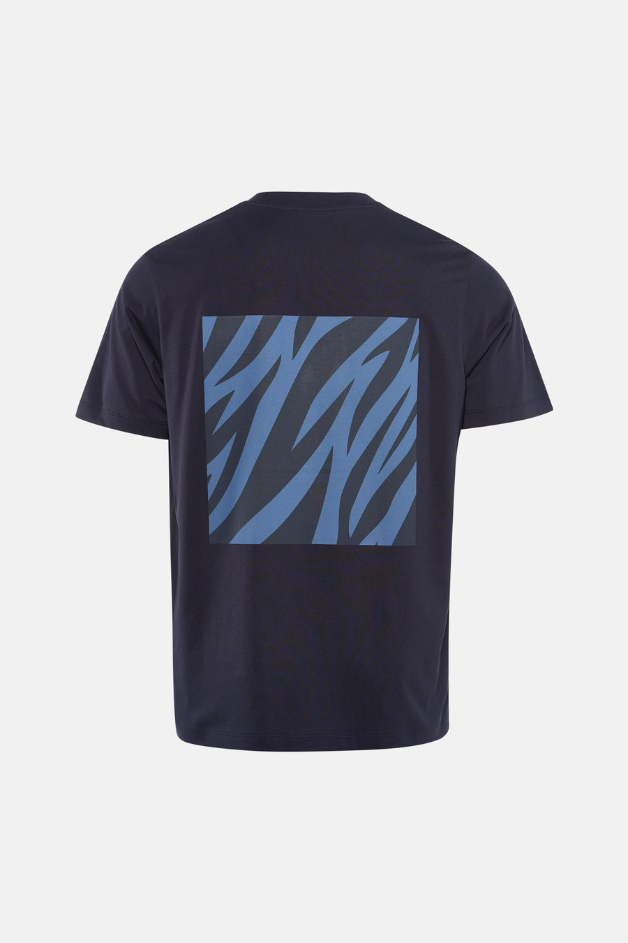 T-shirt à manches courtes bleu de ANTWRP avec motif carré zébré bleu au dos.