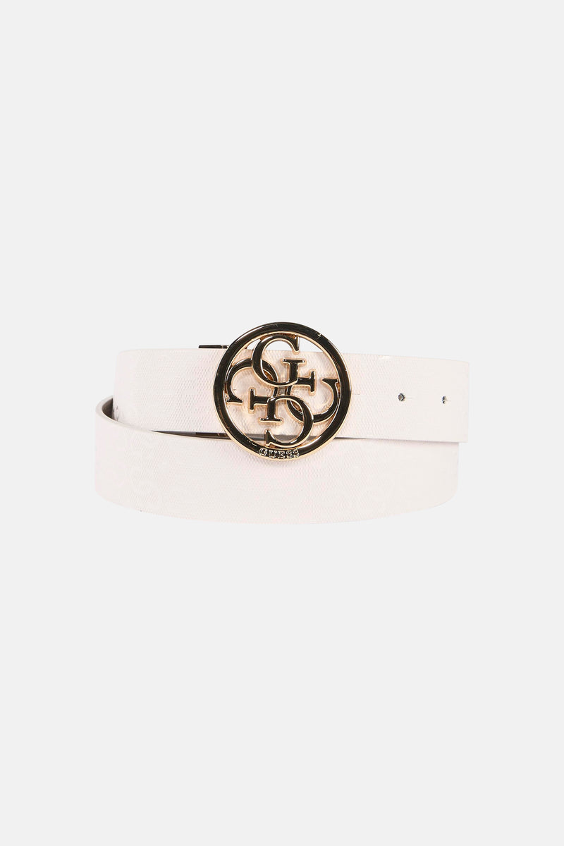 Ceinture multicolore Guess® avec boucle dorée et motifs en ton sur ton.