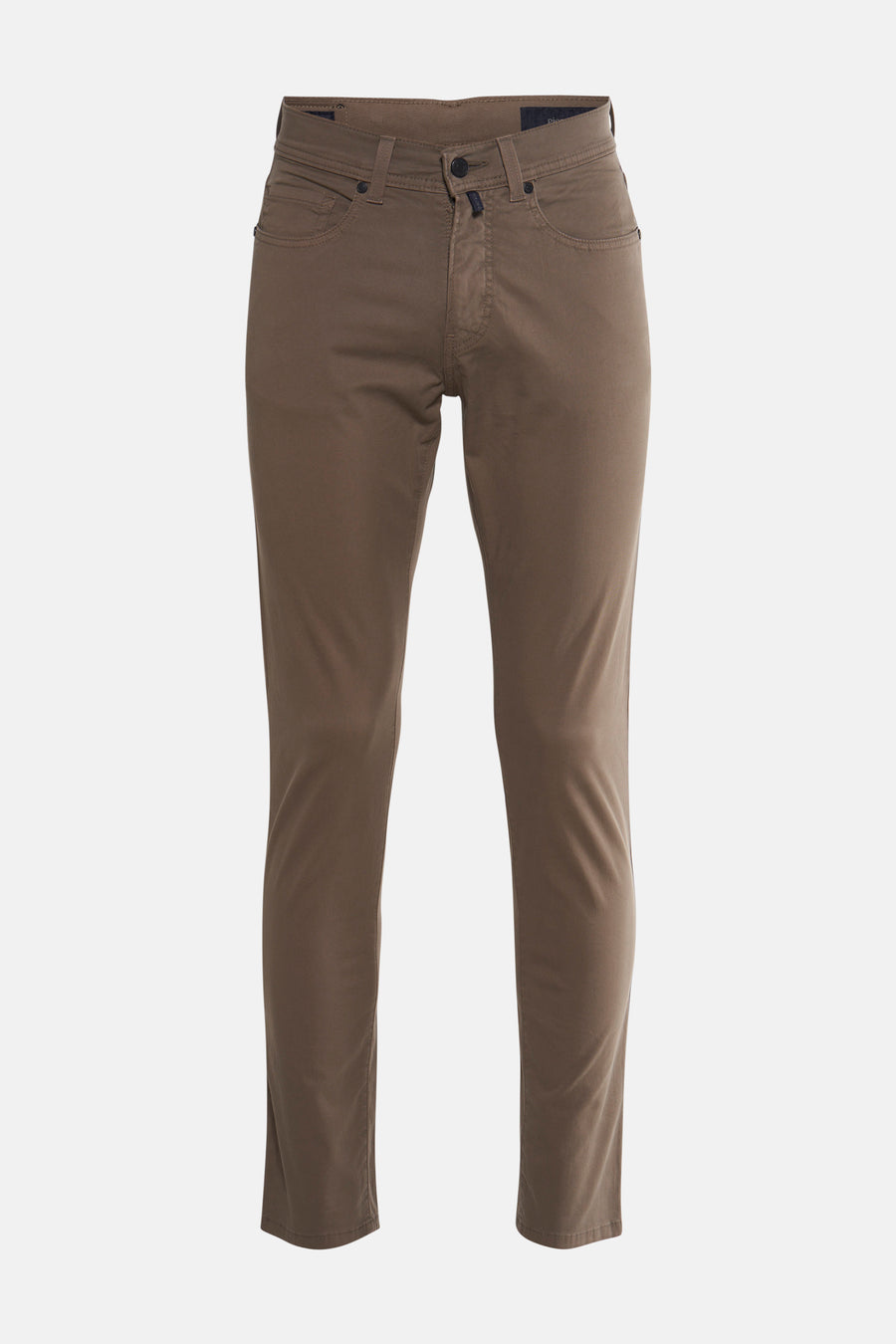 Pantalon coloré kaki de PIERRE CARDIN, coupe ajustée, poches avant et arrière, sur fond uni.