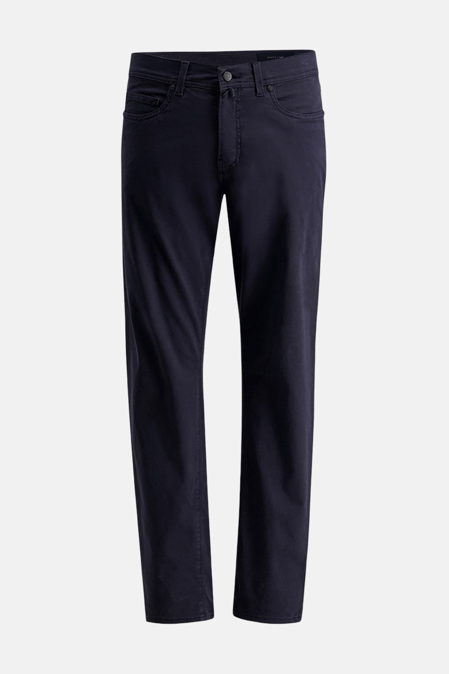 Pantalon coloré bleu de PIERRE CARDIN, coupe droite classique sur fond neutre.