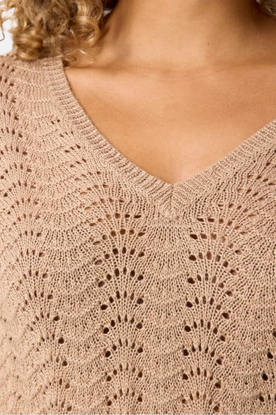 Trui met V-hals Beige - GARCIA