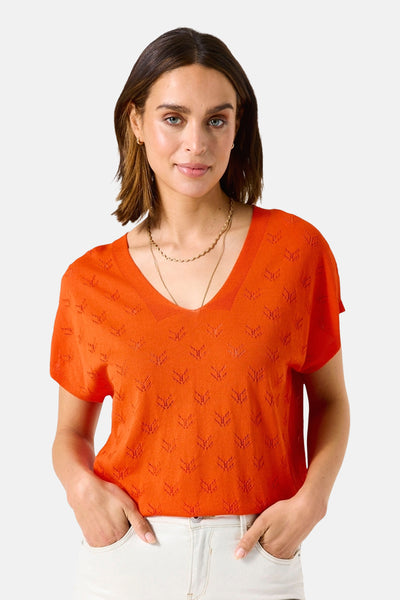 Trui met V-hals Oranje - GARCIA