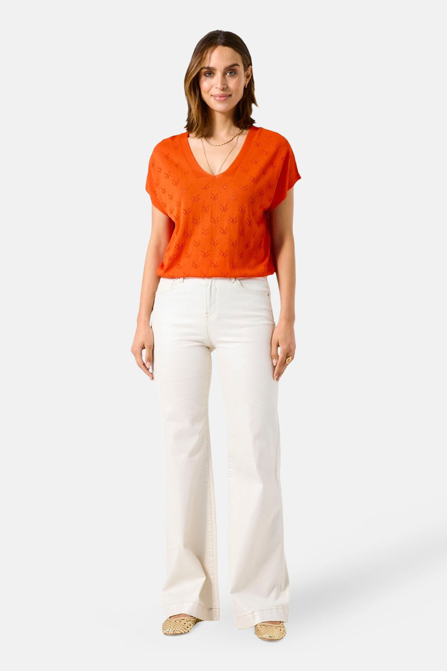 Trui met V-hals Oranje - GARCIA
