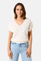 Pull met V-hals - Ecru